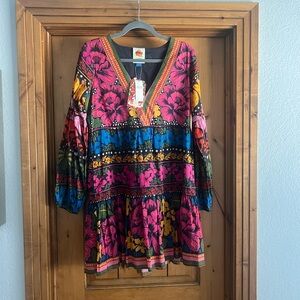 FARM Rio Floral Mini Dress - Pink, Blue, Yellow size Small NWT